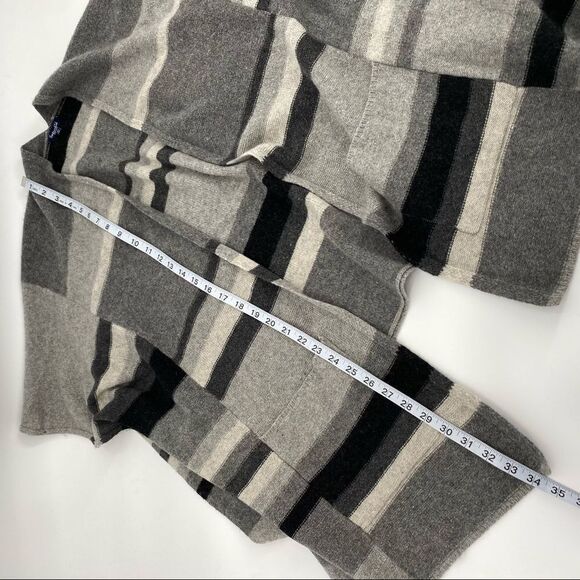 Splendid striped wool cashmere open boho cape pinch cardigan sweater gray black - Picture 6 of 9